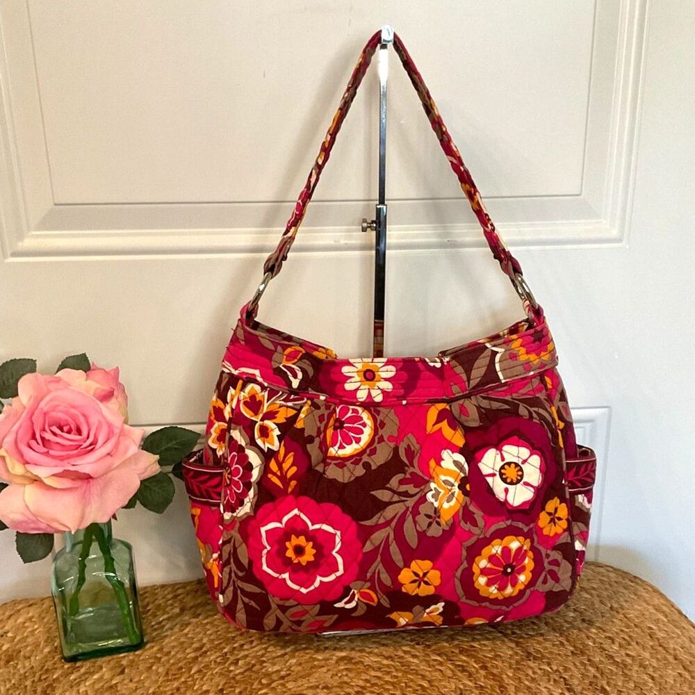 Vera Bradley Floral Fiesta Reversible Handbag With Magnetic Closure